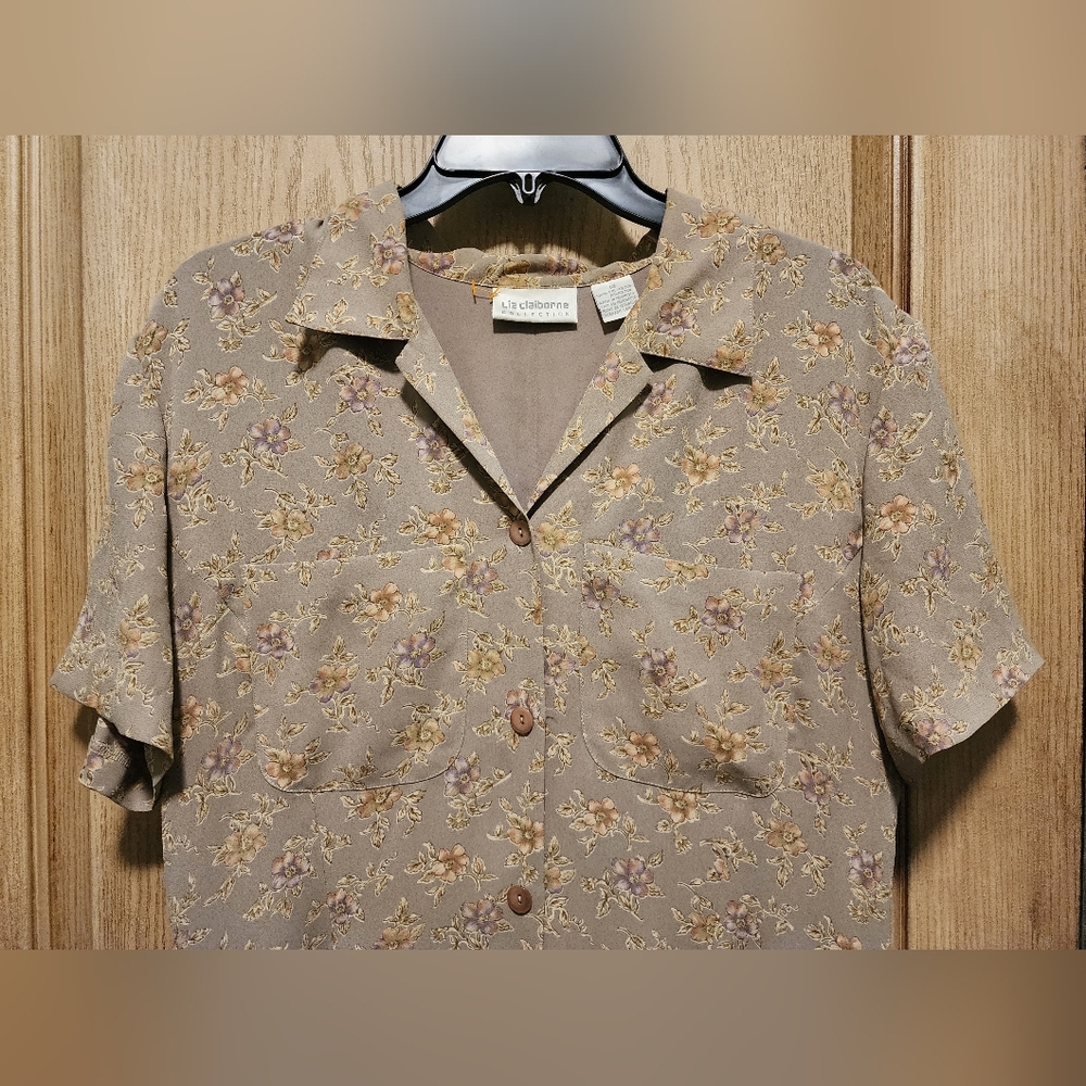 Liz Claiborne Tan Floral Midi Dress - Picture 2 of 5